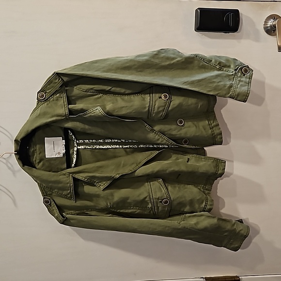 By Anthropologie Green Marley Linen Blend Oversized Utility Jacket S - Picture 6 of 9